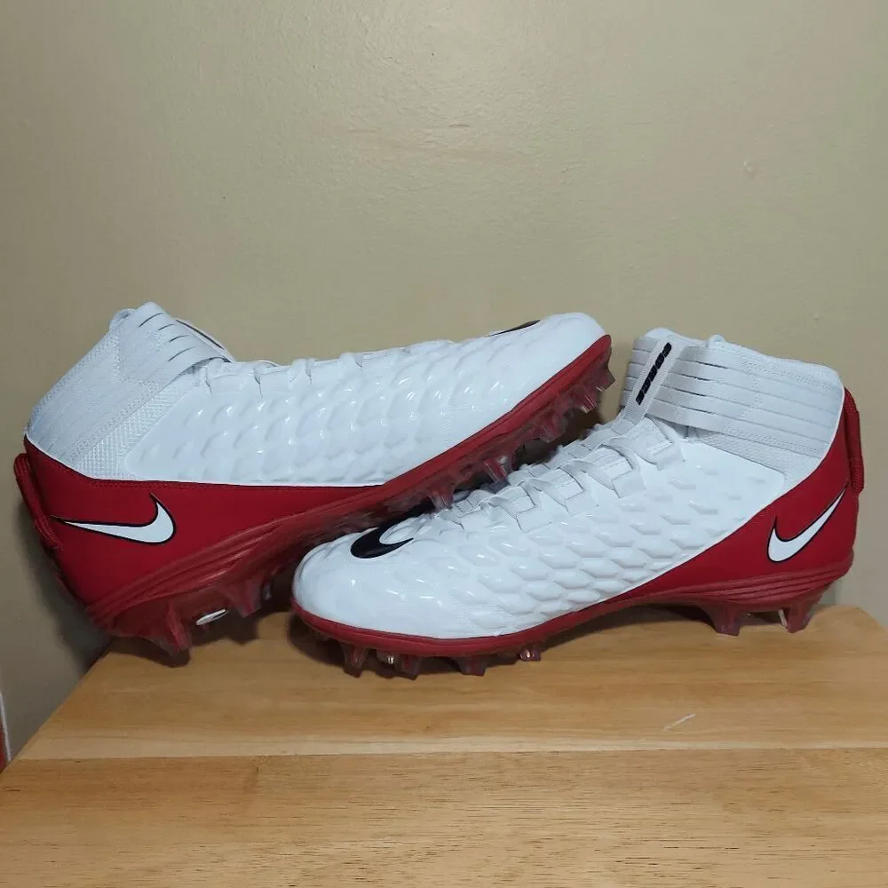 Nike Force Savage Pro 2 Football Cleats White Red BV3969-103 Men's Size 14.5